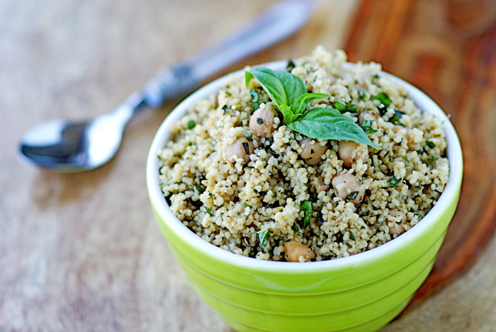 Speedy Chickpea Couscous with Pesto 